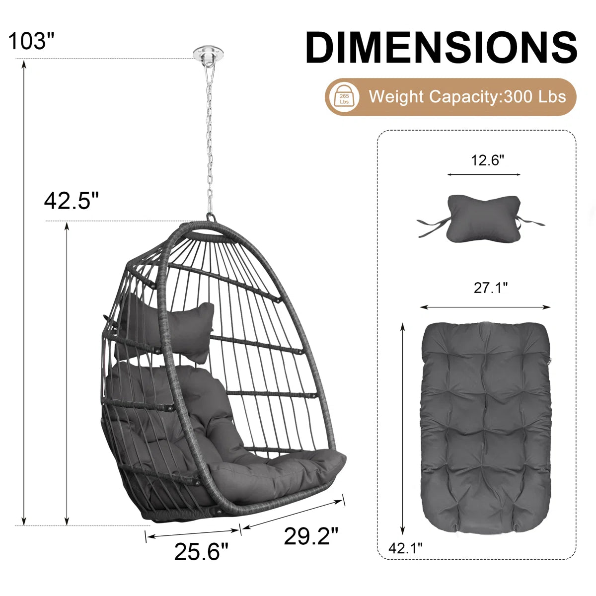 Chorley Indoor/Outdoor Porch Swing Egg Chair Without Stand